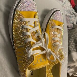Yellow Rhinestone Virgo Converse